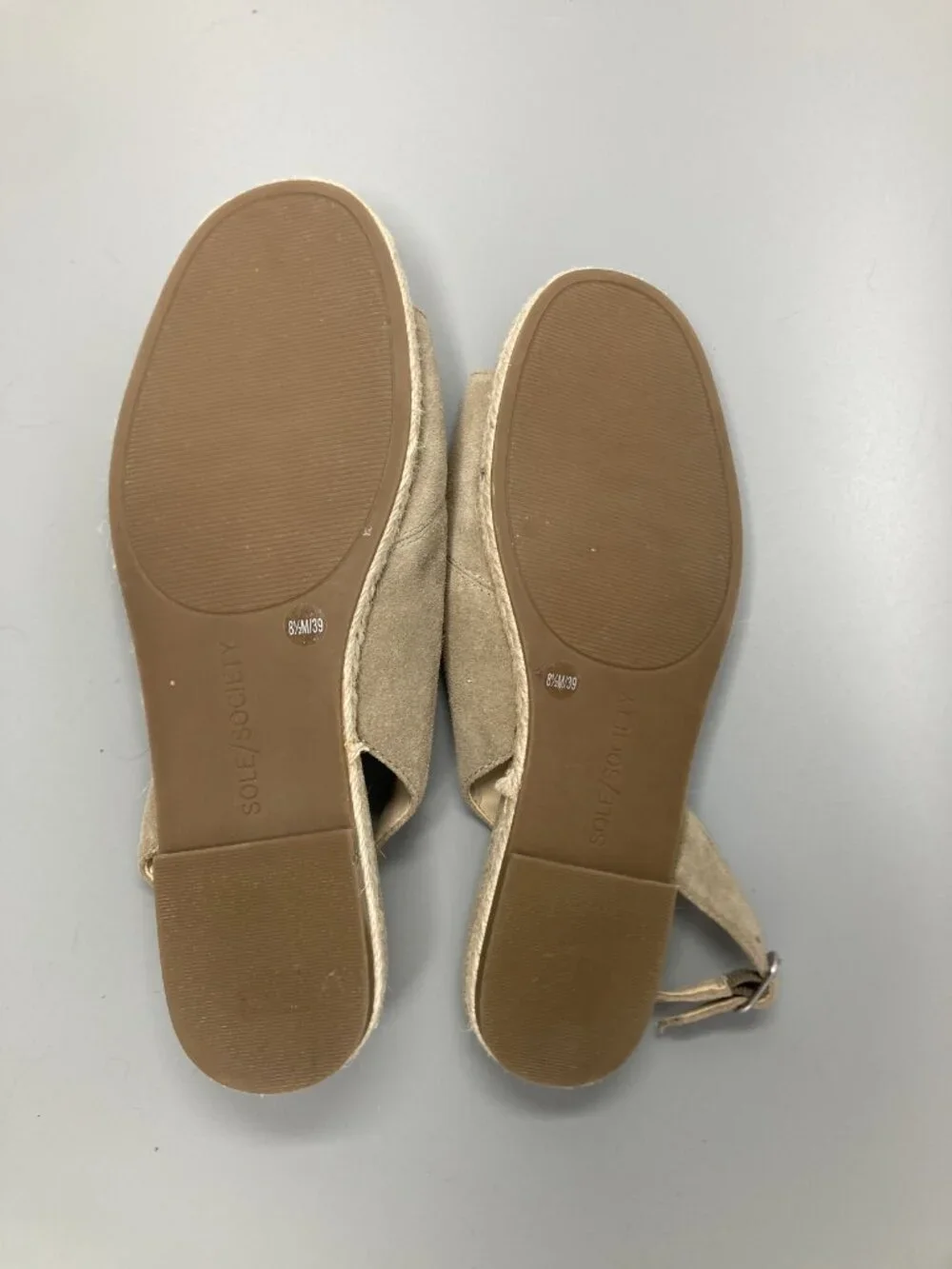 Sole Society Suede Espadrille Slingback Sandals Taupe Sz 8.5